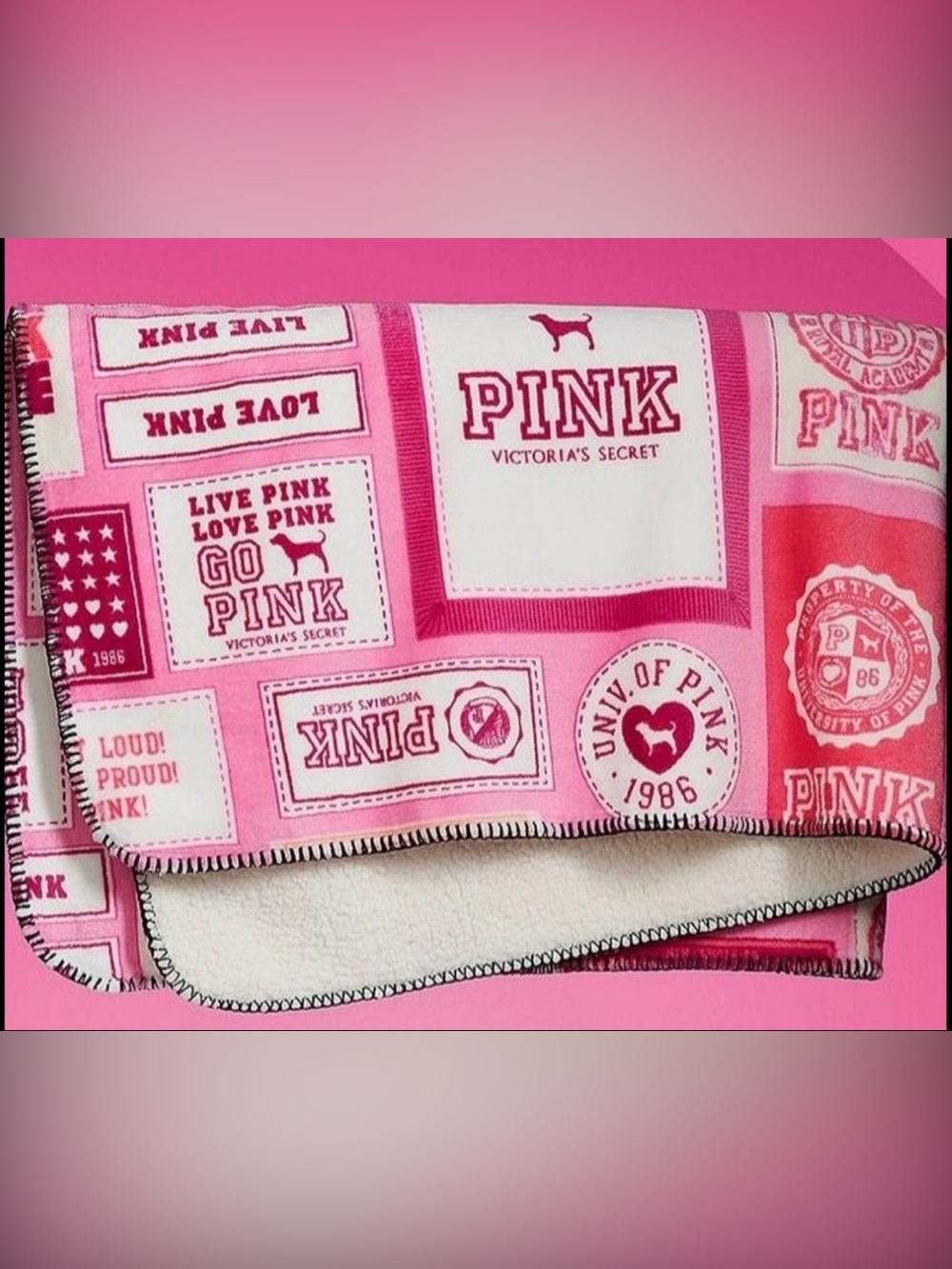 Victoria's Secret PINK Sherpa Fleece Throw Blanket